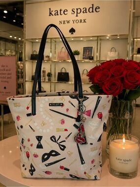 Kate Spade "Hop to It" tote and bag charm